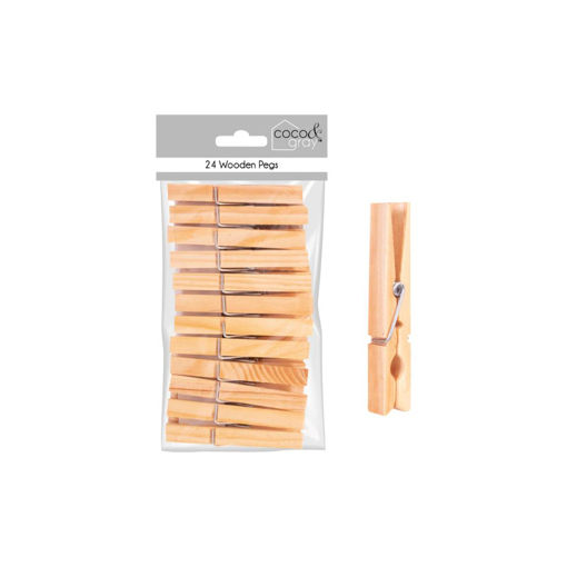 Picture of WOODEN SPRING PEGS - 24 PACK
